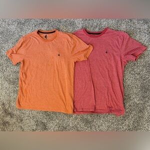 Volcom Striped Pocket T-Shirt Bundle Orange & Red Short Sleeve Tee Mens Size L